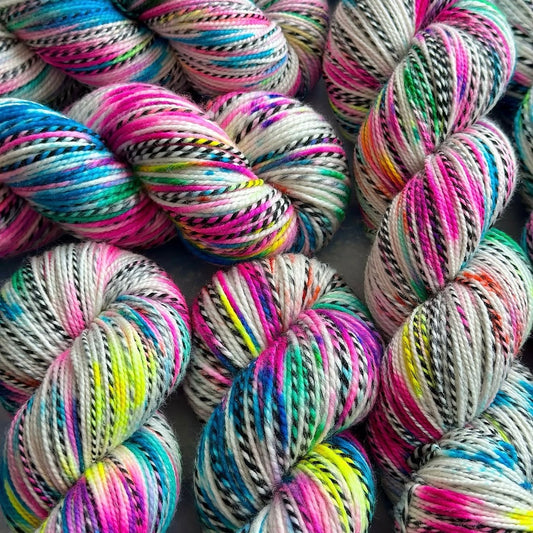 Merino 4PLY sock yarn from James Makes Yarn | Tamagotchi Zebra