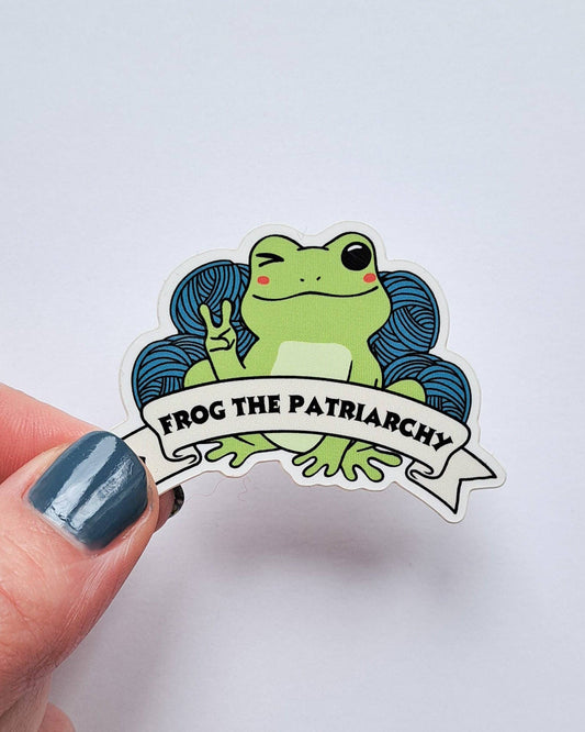 Frog the Patriarchy Sticker | Crochet Political Feminist