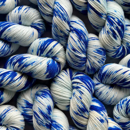 Merino 4PLY sock yarn from James Makes Yarn | Porcelain plates