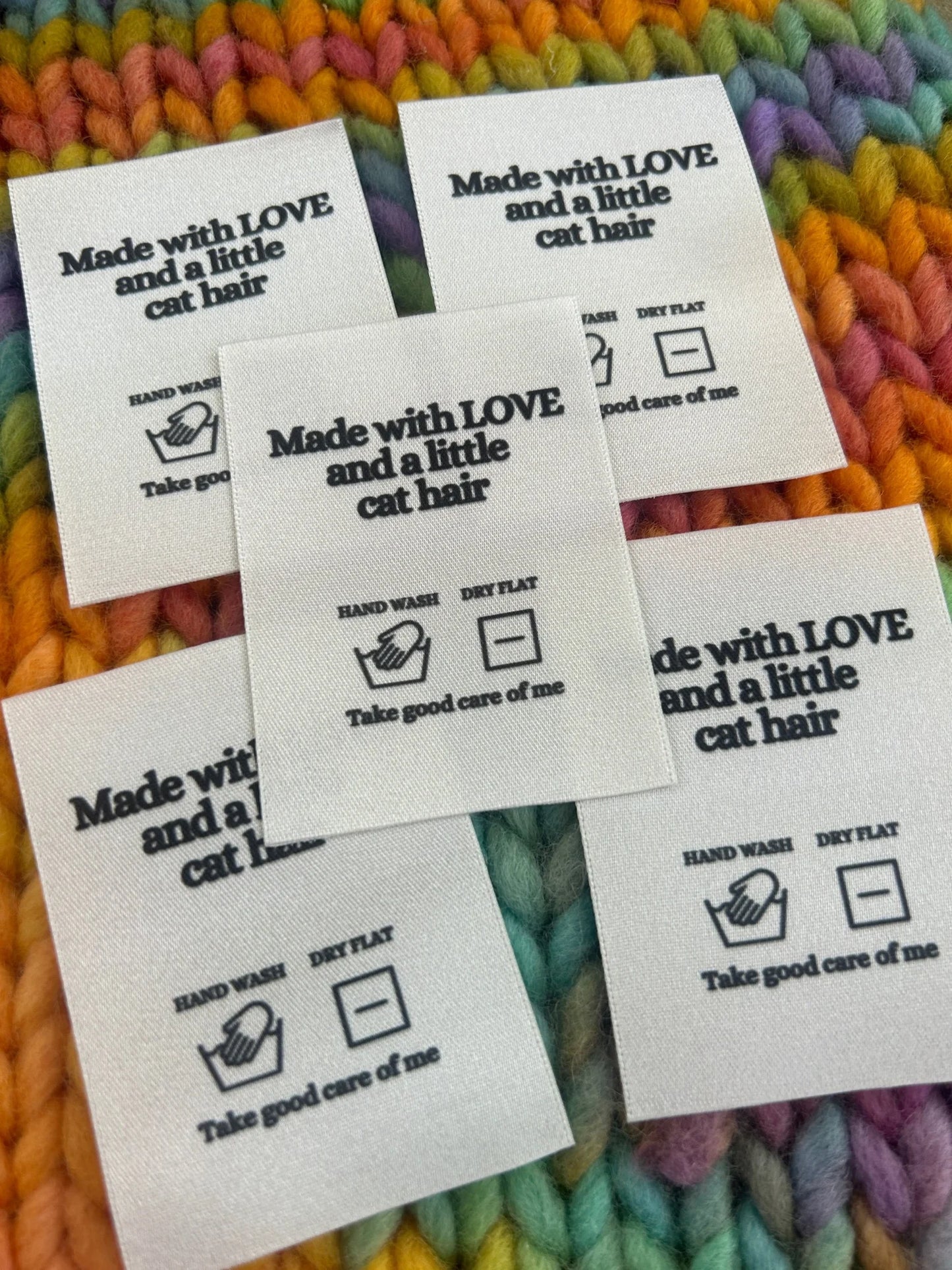 “Made with LOVE and a little cat hair” | Sew in labels