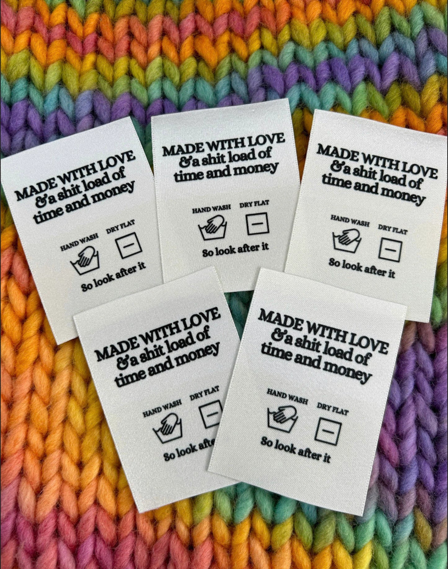 “Made with LOVE & a shit load of money” | Sew in labels