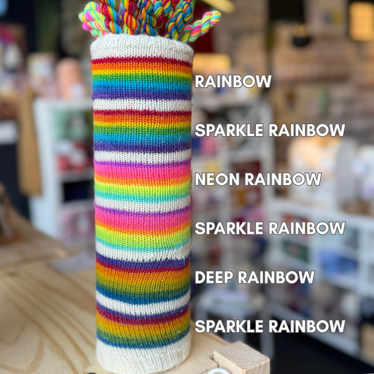 SELF STRIPING RAINBOW MINIS | All wool that ends wool