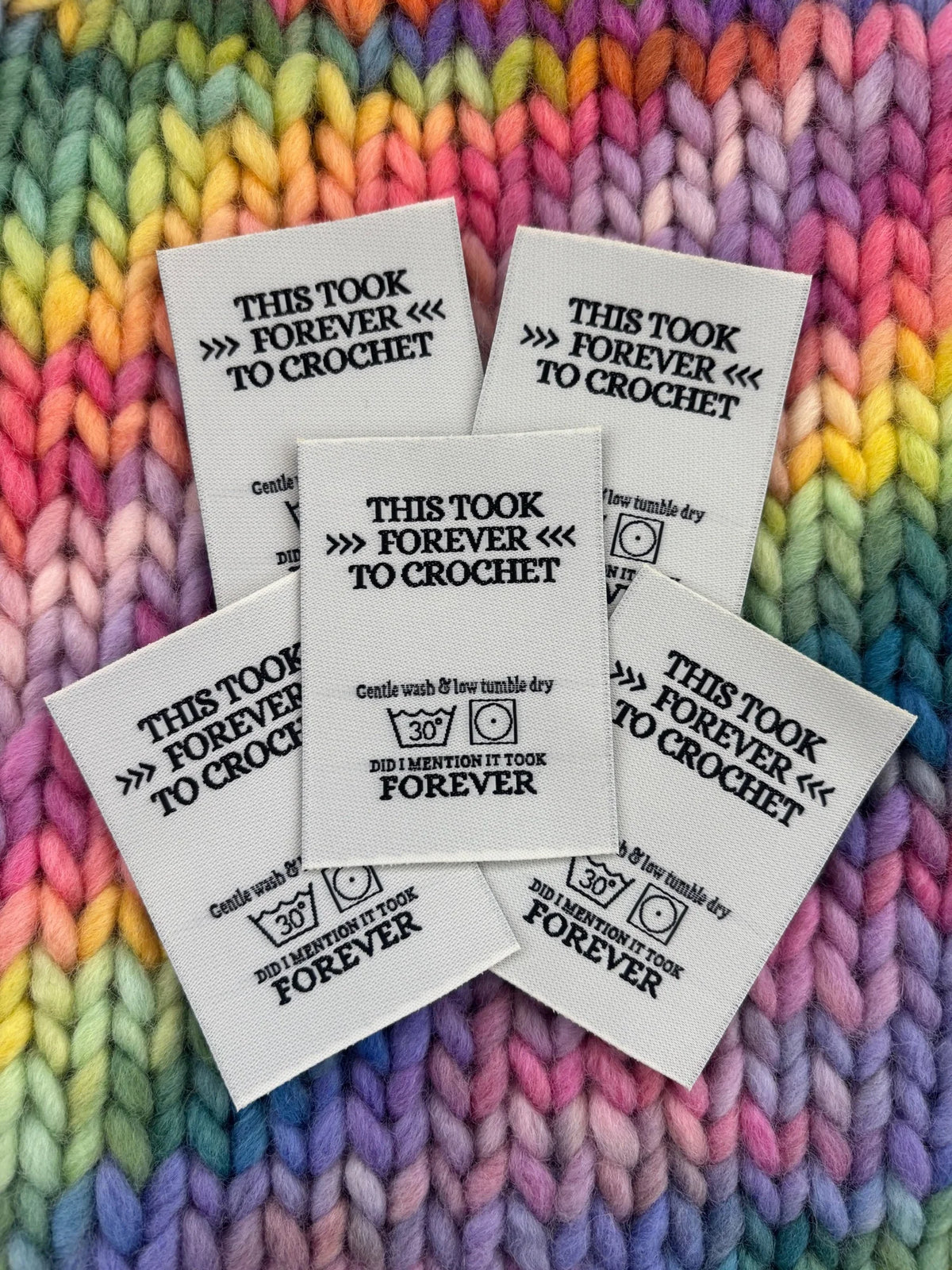THIS TOOK FOREVER TO CROCHET sew in labels | Knit Folk