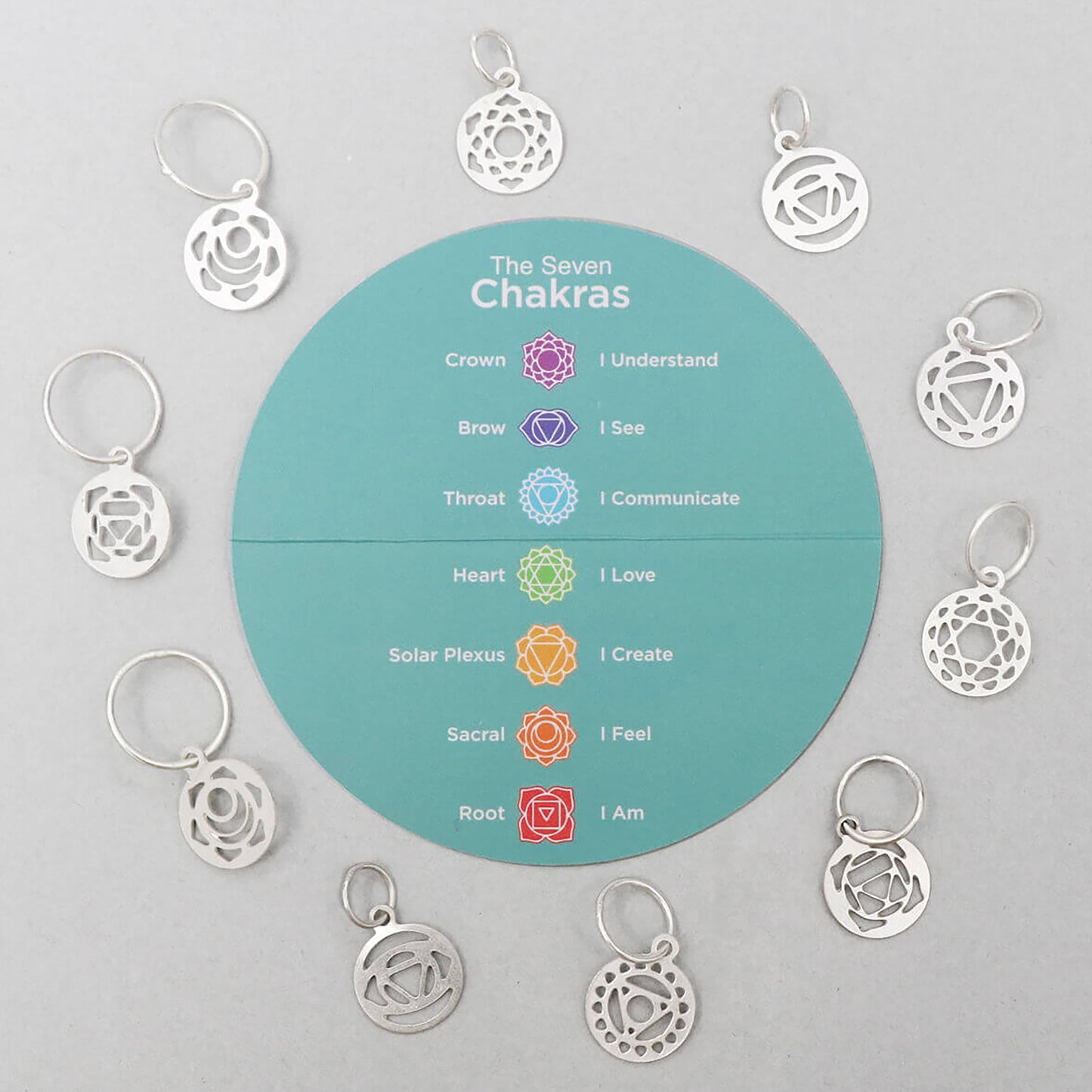 KnitPro The Mindful Collection Sterling Silver Plated Chakra Stitch Markers