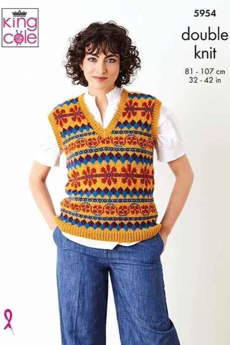 DK 2 in 1 colour-work knitting pattern from King Cole 5954