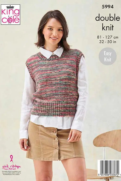 DK 2 in 1 Easy knit sweater vest/ slip over pattern from King Cole 5994