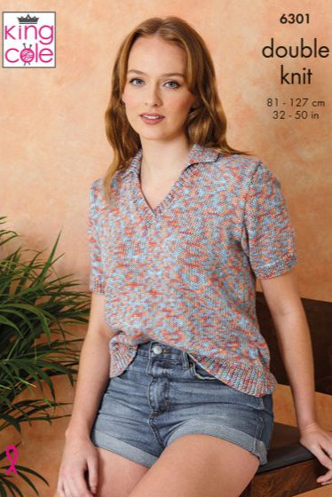 DK 2 in 1 collared V neck top from King Cole 6301