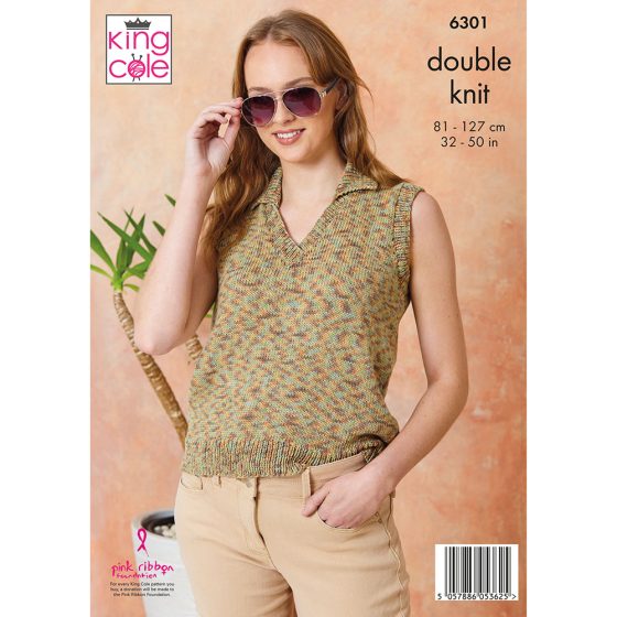 DK 2 in 1 collared V neck top from King Cole 6301