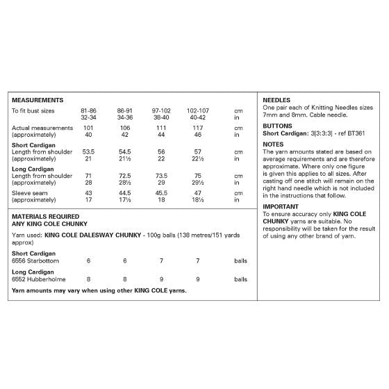 Chunky Cardigan patterns from King Cole 6410