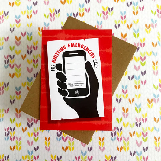 Knitting Emergency Greeting card | Tilly Flop Designs