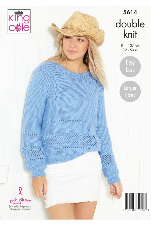 DK 2IN 1 easy lace cardigan & sweater pattern from King Cole | 5614