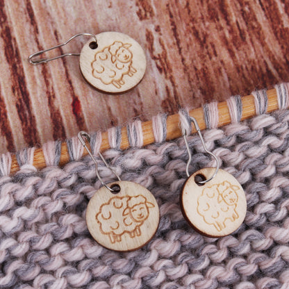 Stitch Markers | Wooden Bulb Pin Markers | 10 Pieces: Sheep