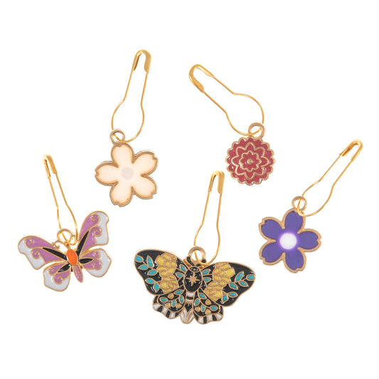 Stitch Markers: Enamel Bulb Pin Markers: 10 Pieces: Flower Power