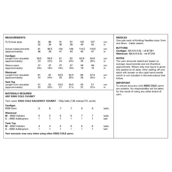 Chunky Cardigan & Waistcoat patterns from King Cole 6412