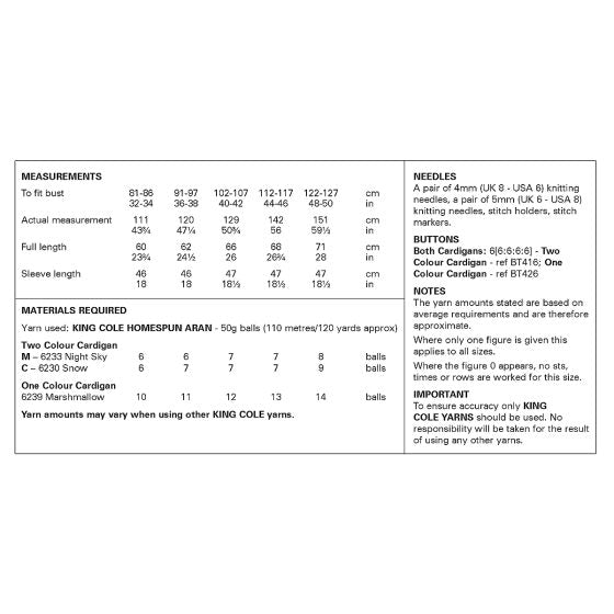 Aran Cardigan patterns from King Cole 6420