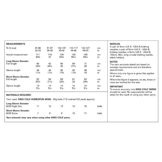 Aran Sweater patterns from King Cole 6422