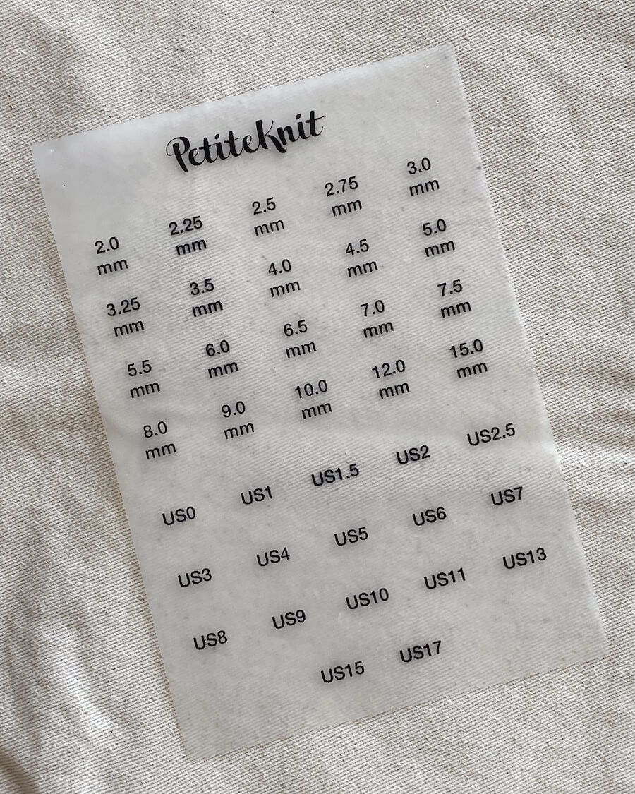 Petite Knit Iron on Size Labels