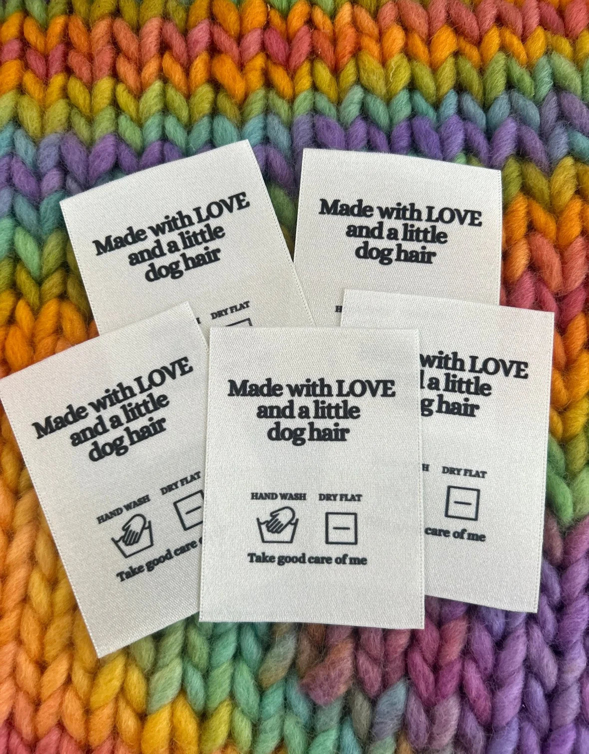 “Made with LOVE and a little dog hair” | Sew in labels