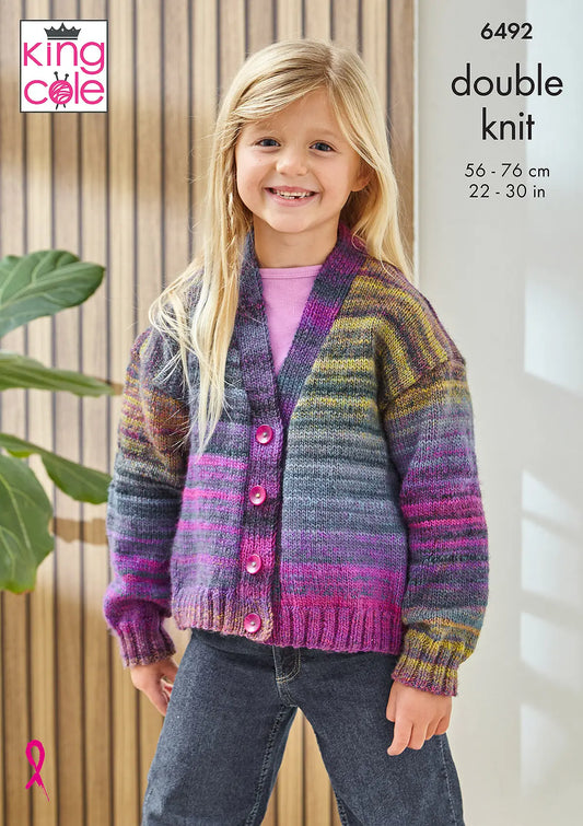 Cardigans knitted in Cottagespun DK | King Cole Pattern 6492