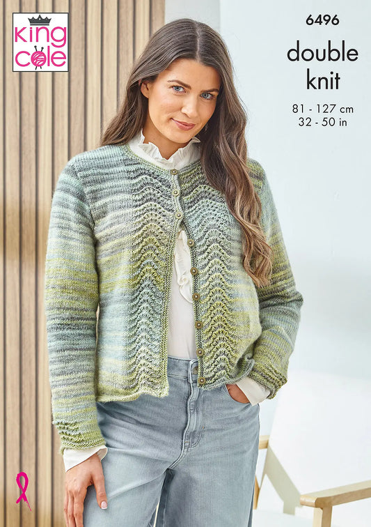 Cardigan and Waistcoat knitted in Cottagespun DK | King Cole Pattern 6496
