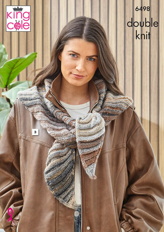 Scarves and Shawls knitted in Cottagespun DK | King Cole Pattern 6498