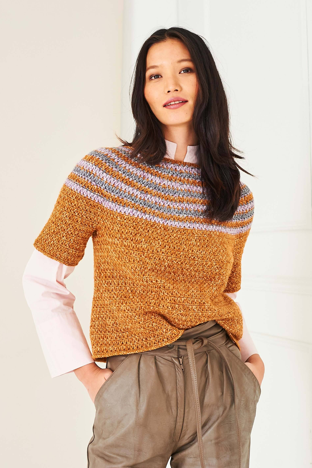 Stylecraft Pattern 10287 - Crochet Yoke Sweater, Short Sleeved Top & Cowl