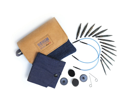 KnitPro Indigo denim Mini wood interchangeable needle set