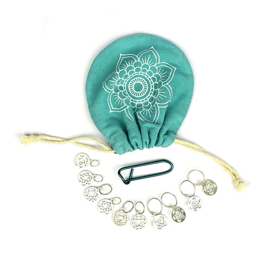 KnitPro The Mindful Collection Sterling Silver Plated Chakra Stitch Markers