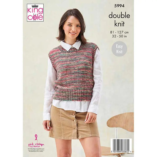 DK 2 in 1 Easy knit sweater vest/ slip over pattern from King Cole 5994