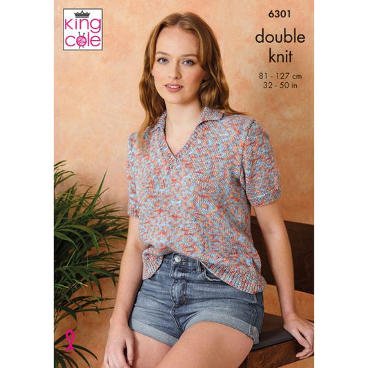 DK 2 in 1 collared V neck top from King Cole 6301