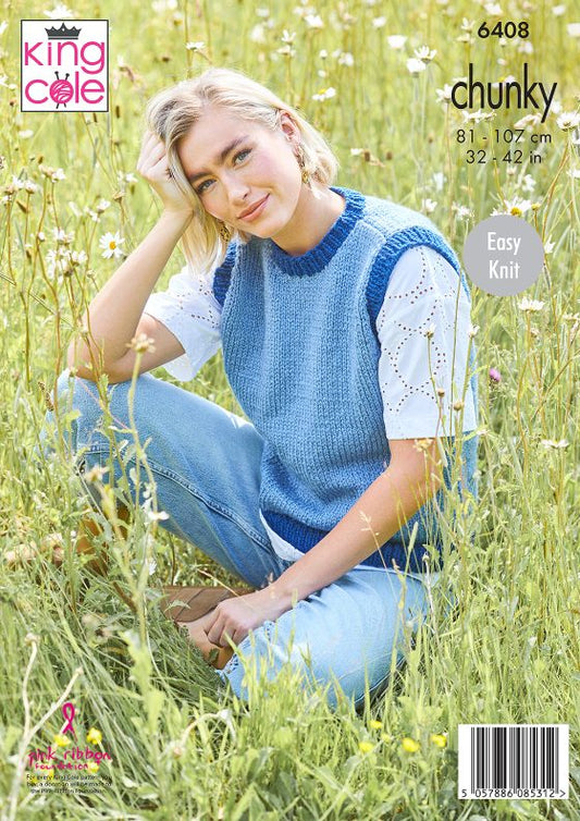 Chunky Tank Top & Jumper pattern from King Cole 6408