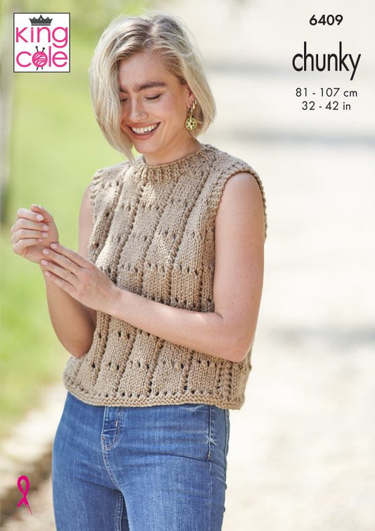 Chunky Tank Top & Sweater patterns from King Cole 6409