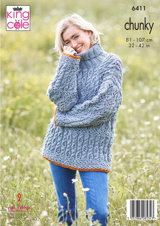 Chunky Cardigan & Sweater patterns from King Cole 6411