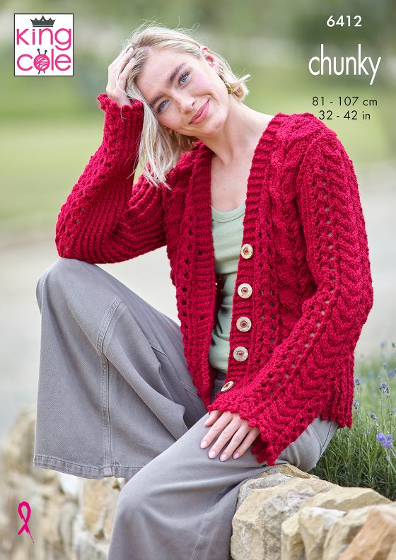 Chunky Cardigan & Waistcoat patterns from King Cole 6412