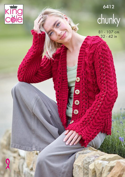 Chunky Cardigan & Waistcoat patterns from King Cole 6412