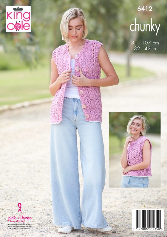 Chunky Cardigan & Waistcoat patterns from King Cole 6412