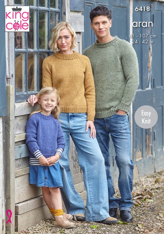 Aran Family Sweater patterns from King Cole 6418