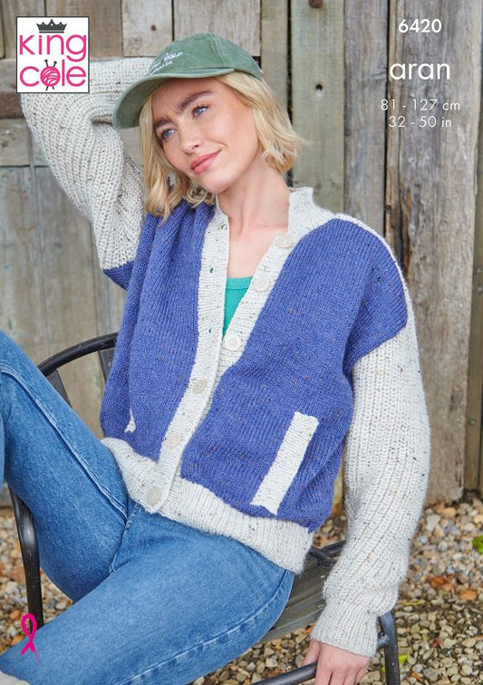 Aran Cardigan patterns from King Cole 6420