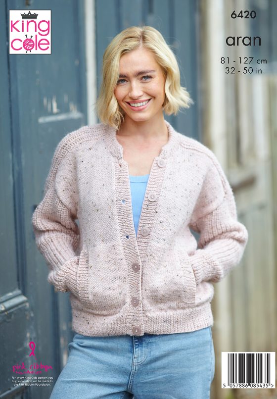 Aran Cardigan patterns from King Cole 6420