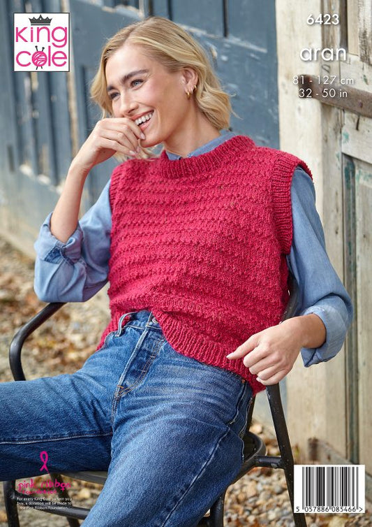 Aran Tank Top patterns from King Cole 6423