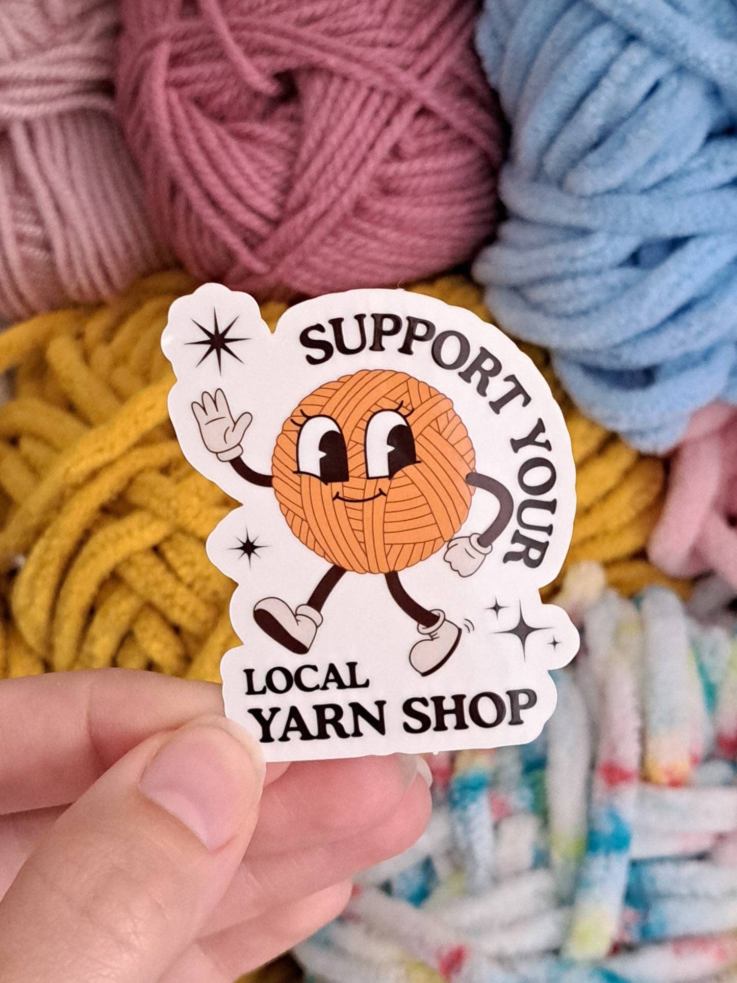 Support Your Local Yarn Shop Sticker - small yarn shop