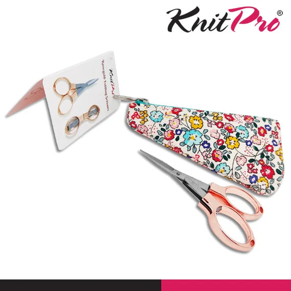 Rose Gold folding scissors with floral zip case