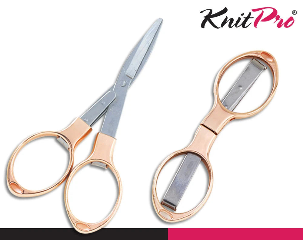 Rose Gold folding scissors with floral zip case