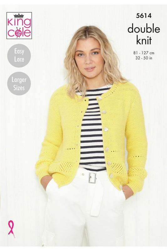 DK 2IN 1 easy lace cardigan & sweater pattern from King Cole | 5614