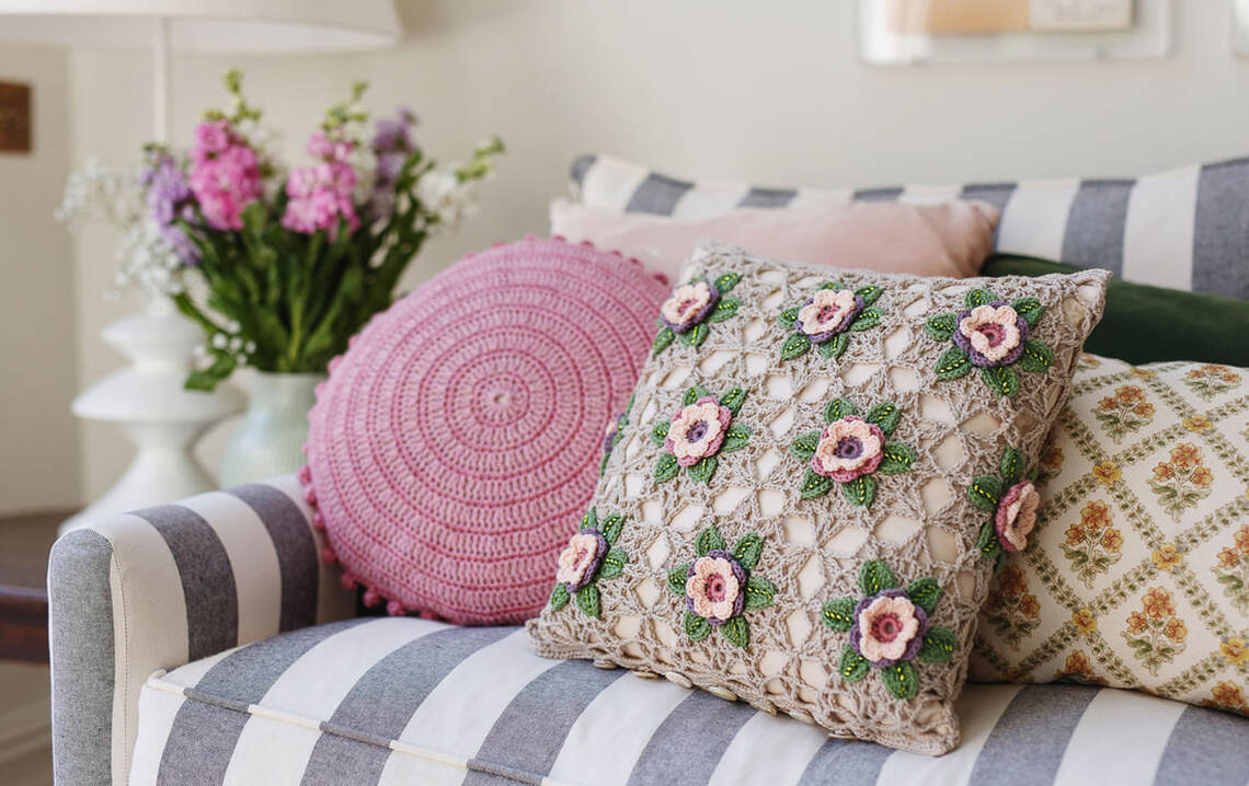 Gertrude Floral Cushion crochet pattern by Janie Crow