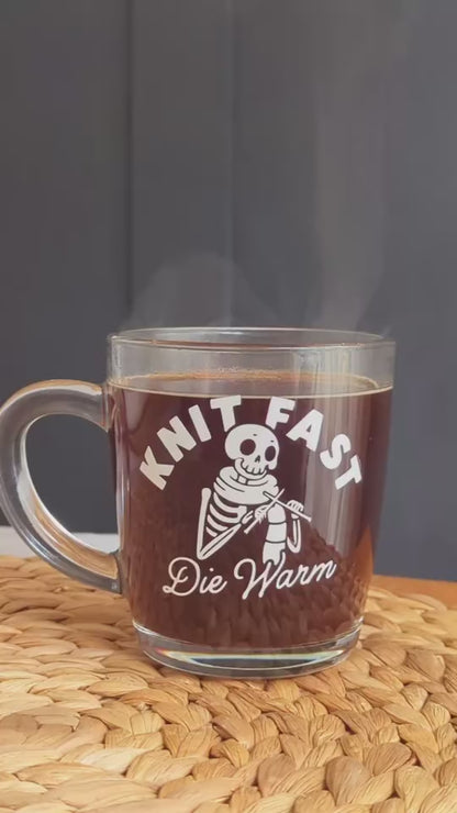 Knit Fast Die Warm Mug | Glass